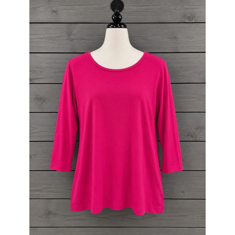 Chico's The Ultimate Tee Pink  Pima Cotton Stretch 3/4 Sleeve Luxe Size 2 Large